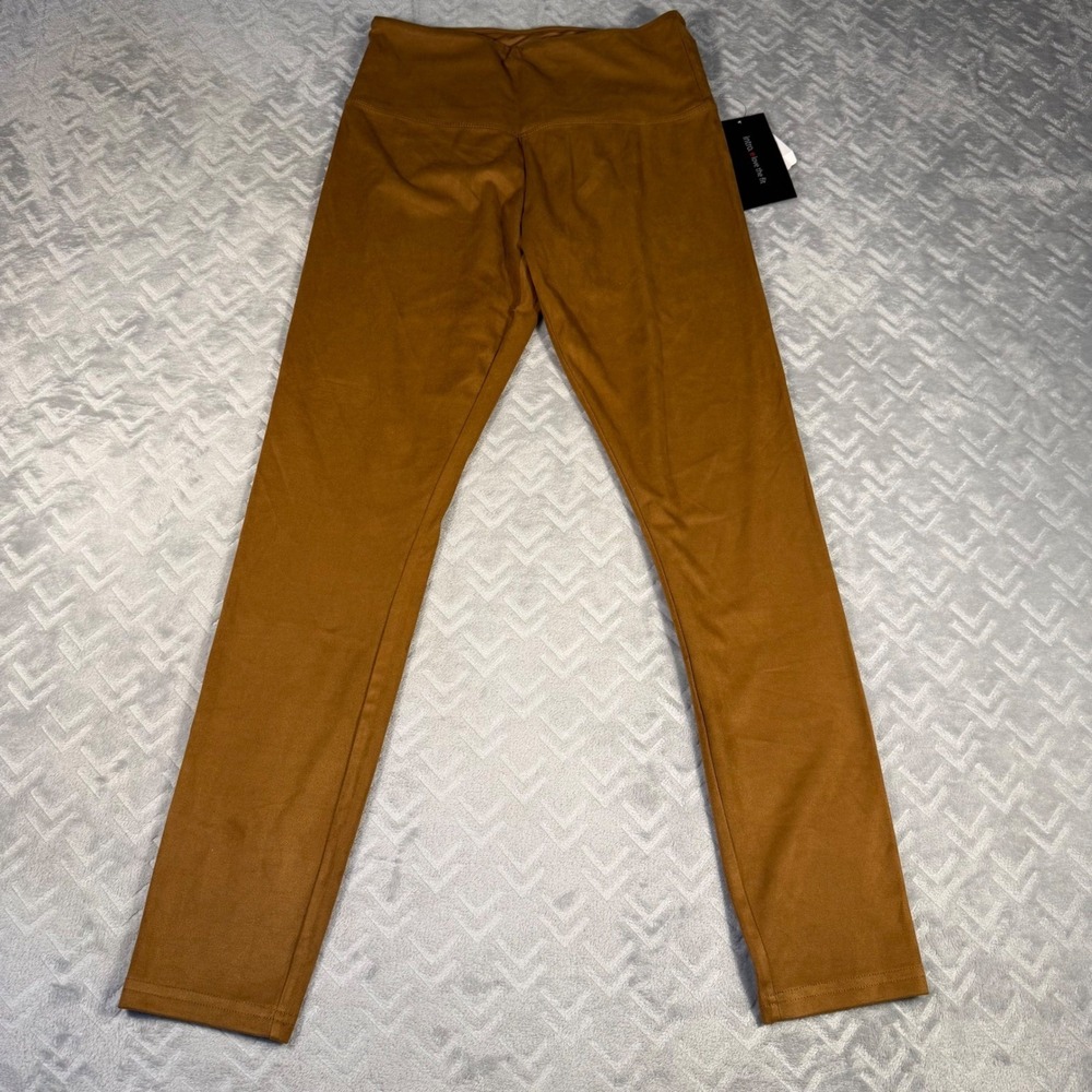 Intro Faux Suede Leggings Women Small Saddle Brown NEW Tummy Control Seamless
